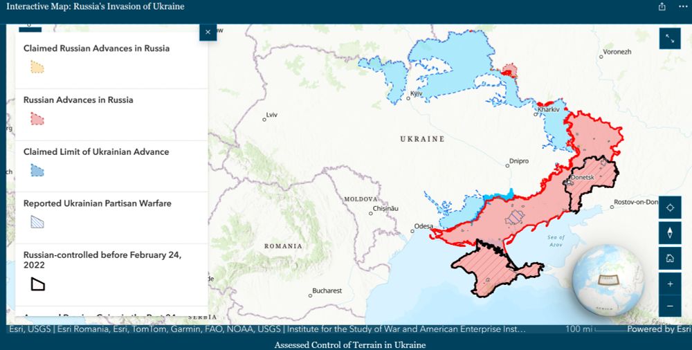 Control of terrain map of Ukraine.