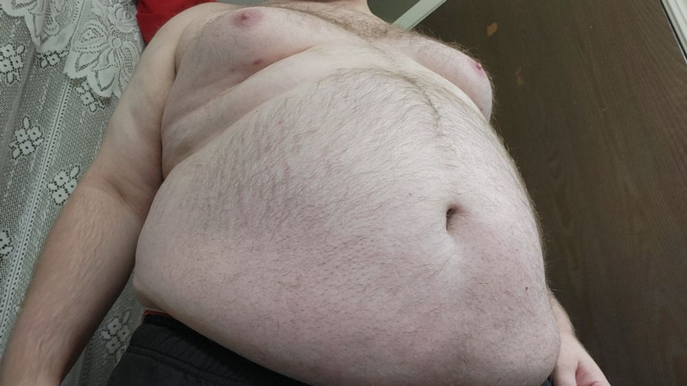 My belly and moobs on display. This was taken after my Thanksgiving feast, so my belly is more taut