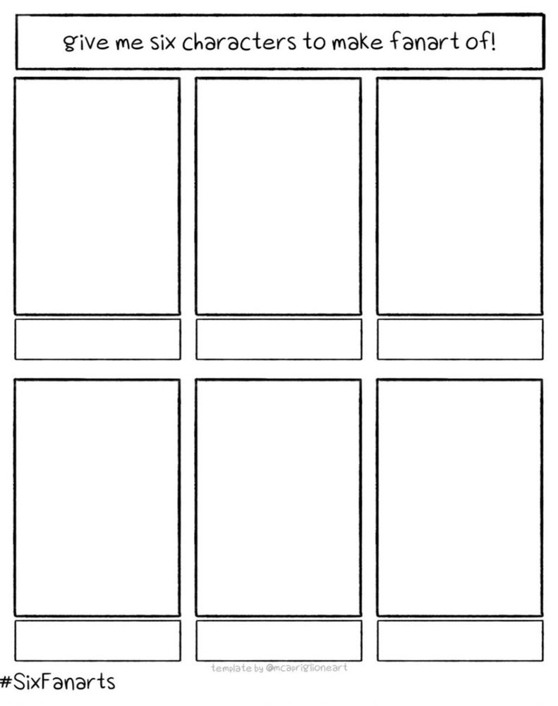 Give me six characters to make fanart of.