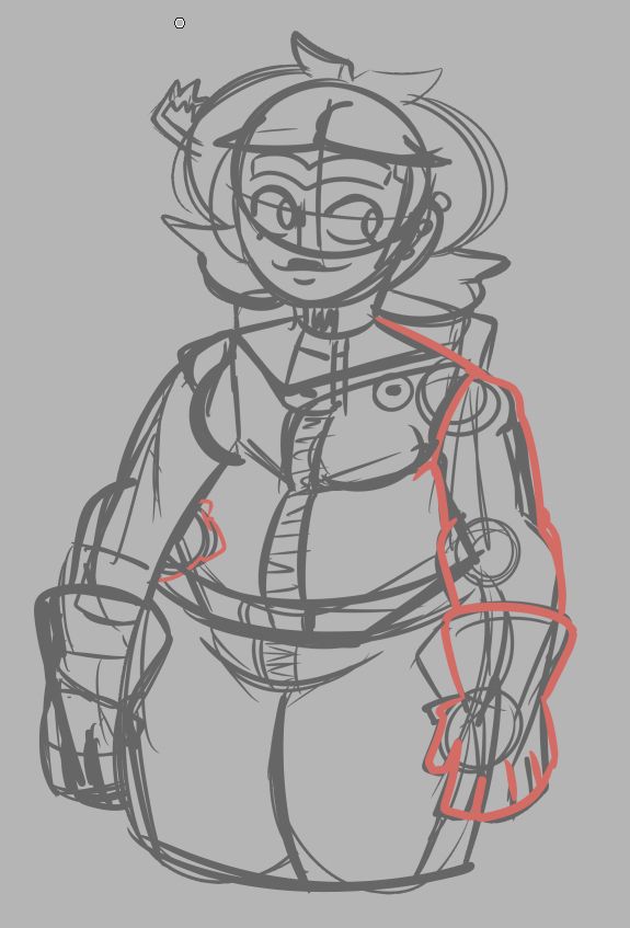 a sketch of a lady in a space suit
