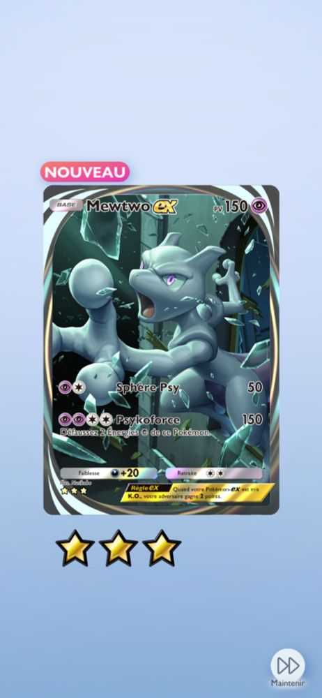 MewTwoEx du jeu Pokémon CTG
Carte immersive avec une courte scène faisant comme si on rentrant dans la carte pour découvrir de nouvelles choses en arrière plan