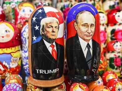 An image from The Guardian of Donald Trump and Vladimir Putin as Russian nesting dolls.