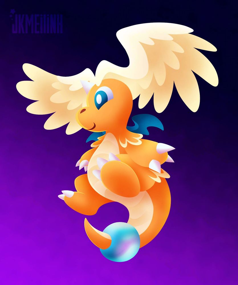 Lineless gradient-style art of Mega Dragonite