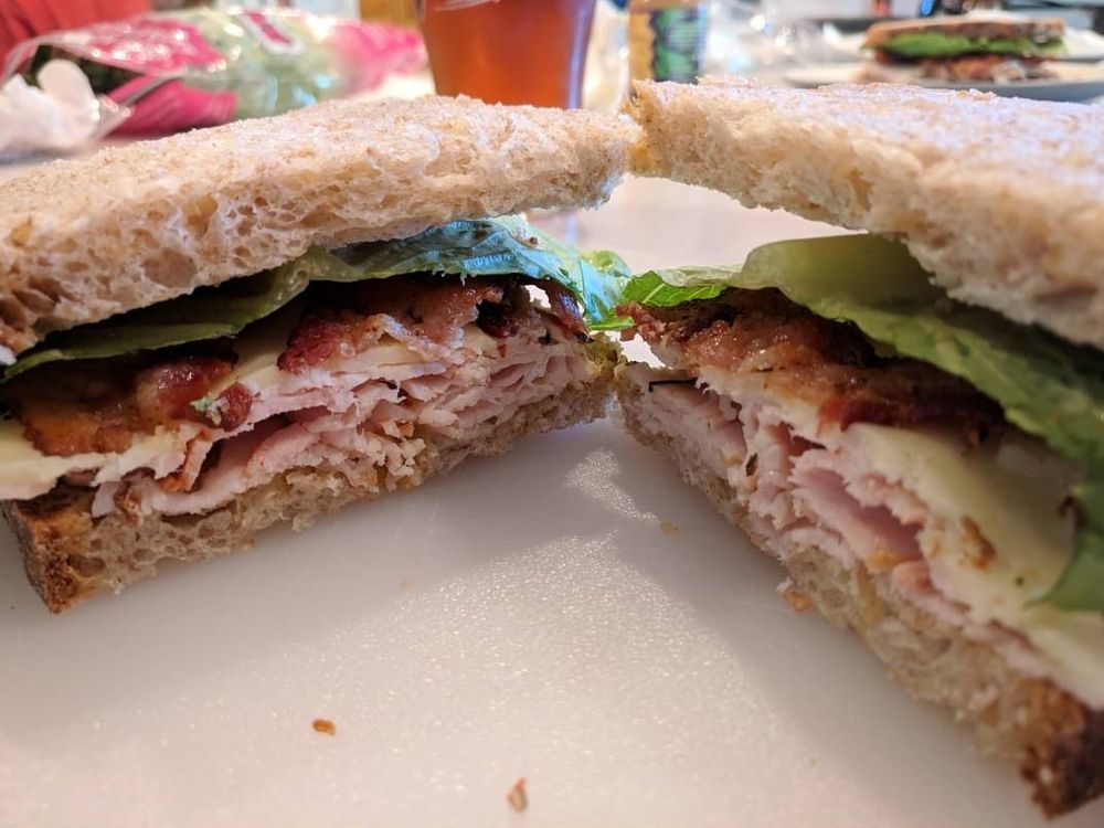 Sandwich Day sandwich from 2019, looks like turkey, pepper jack, bacon, and lettuce 