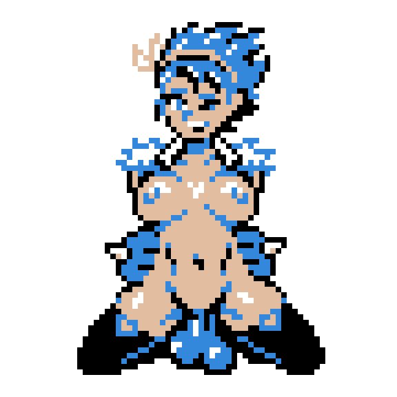 2bit Pixel art image of a woman riding a lucario's dick reverse cowgirl style