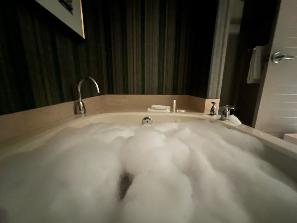 Me taking a bubble bath. 