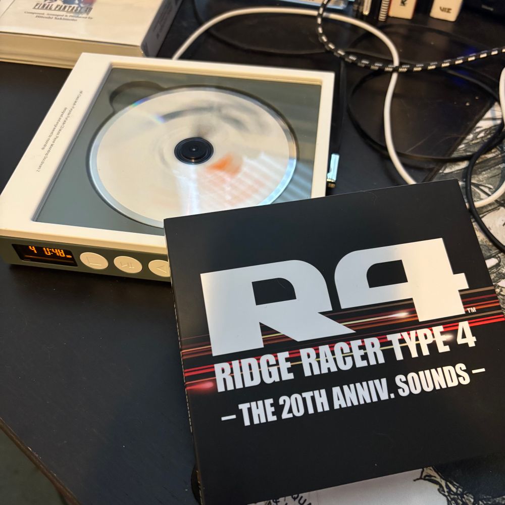 A discdream 2 playing a CD copy of R4: Ridge Racer Type-4 The 20th Anniversary Sounds