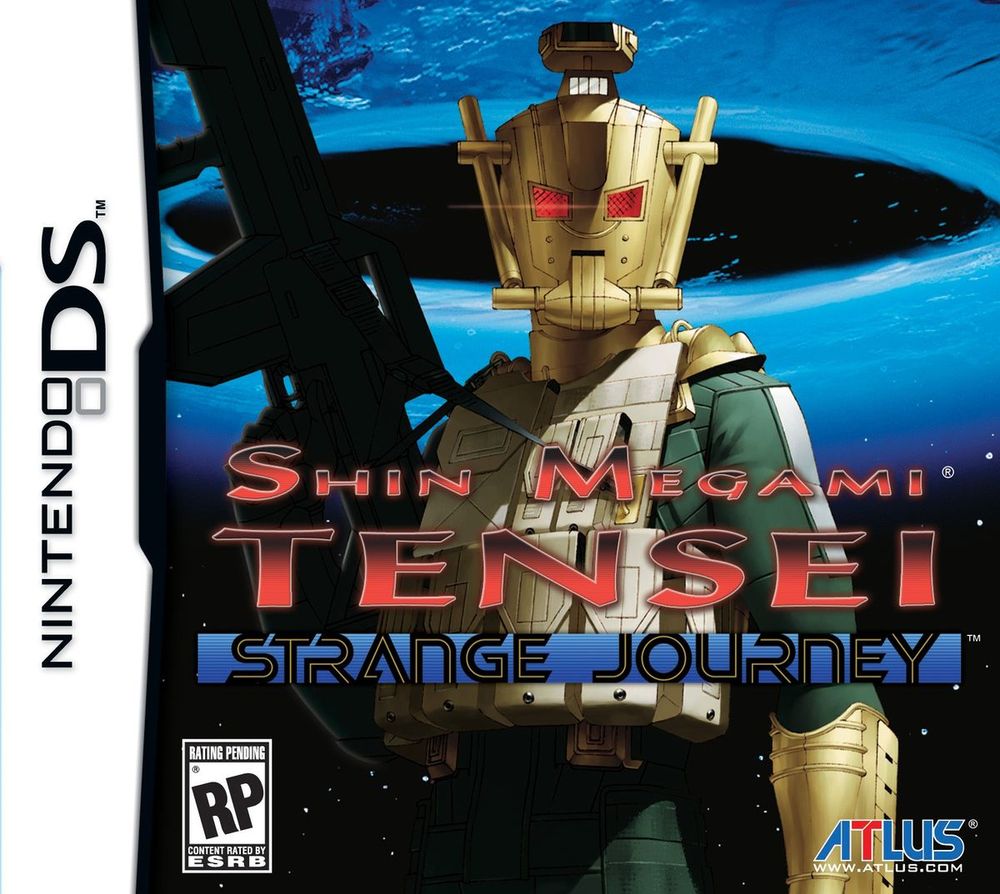 cover art for the video game Shin Megami Tensei: Strange Journey. depicts a cool space marine lol