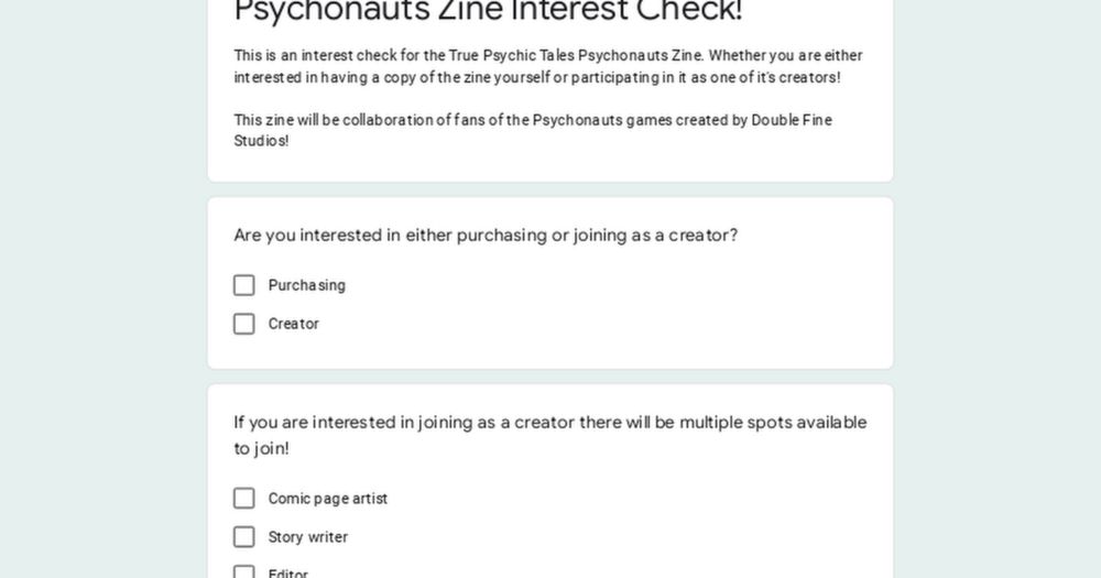 Psychonauts Zine Interest Check!