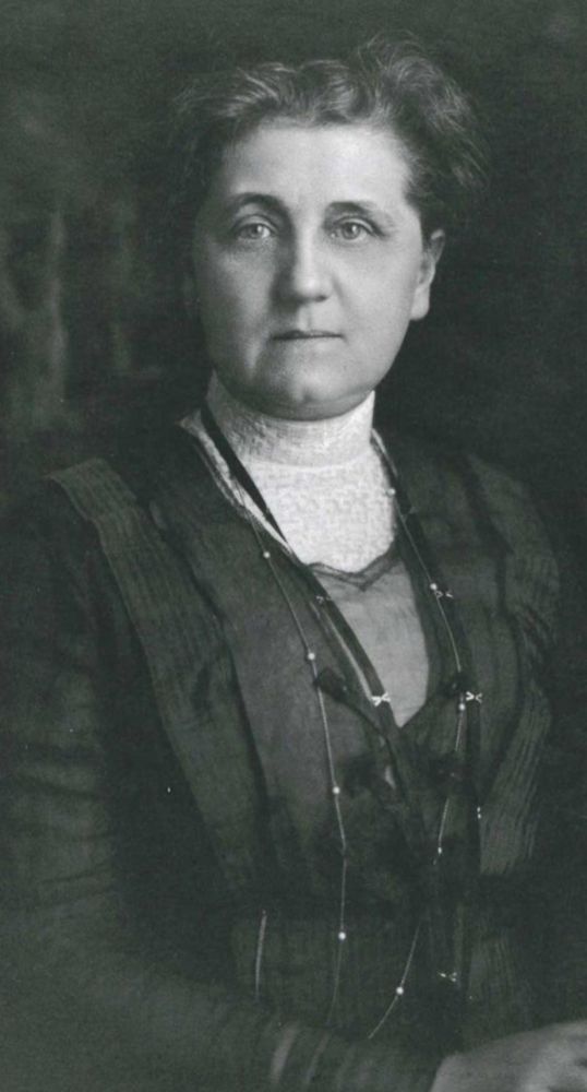 Photograph of Jane Addams in Victorian attire, the mother of social work in the United States and 1st female to receive the Nobel Peace Prize in 1931.