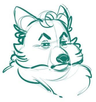 A doodle of a corgi giving one hell of a side eye. 