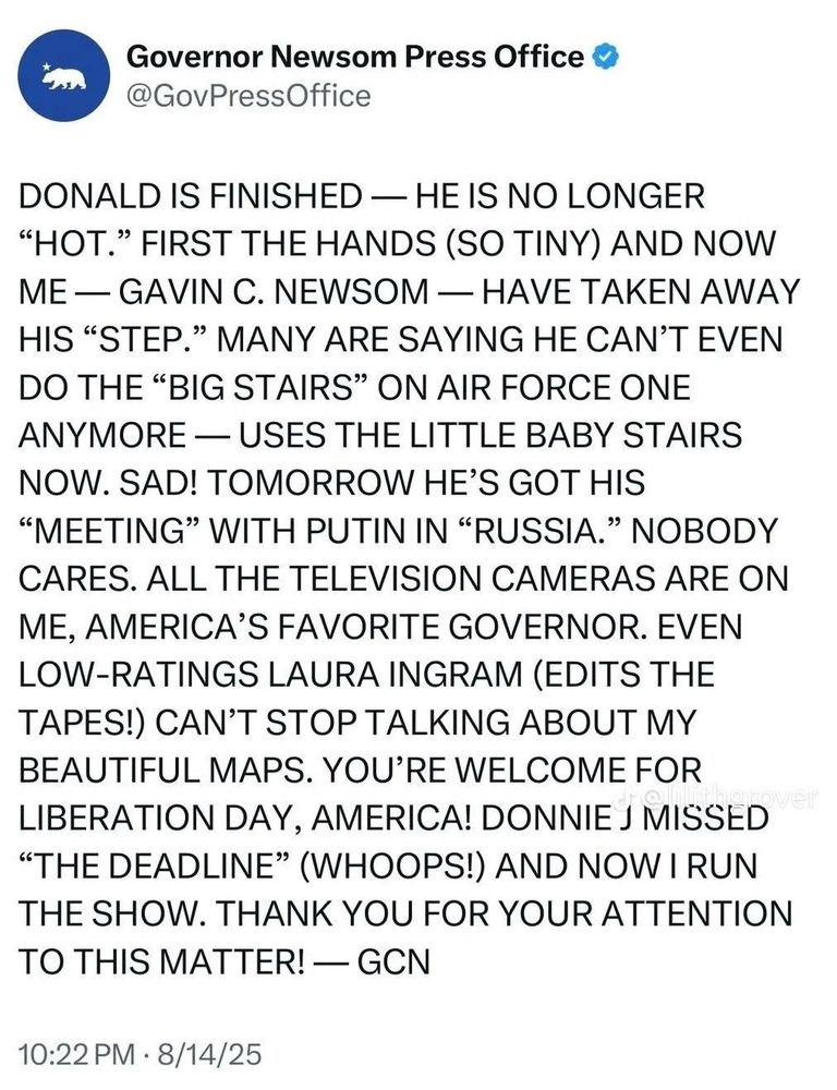Governor Newsom Press Office & @GovPressOffice DONALD IS FINISHED - HE IS NO LONGER 