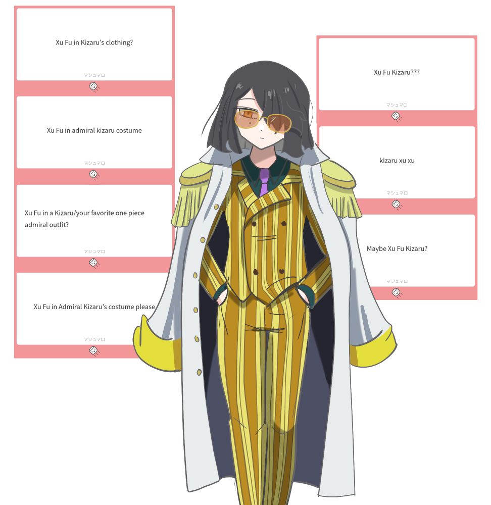Xu Fu dressed as Kizaru from One Piece