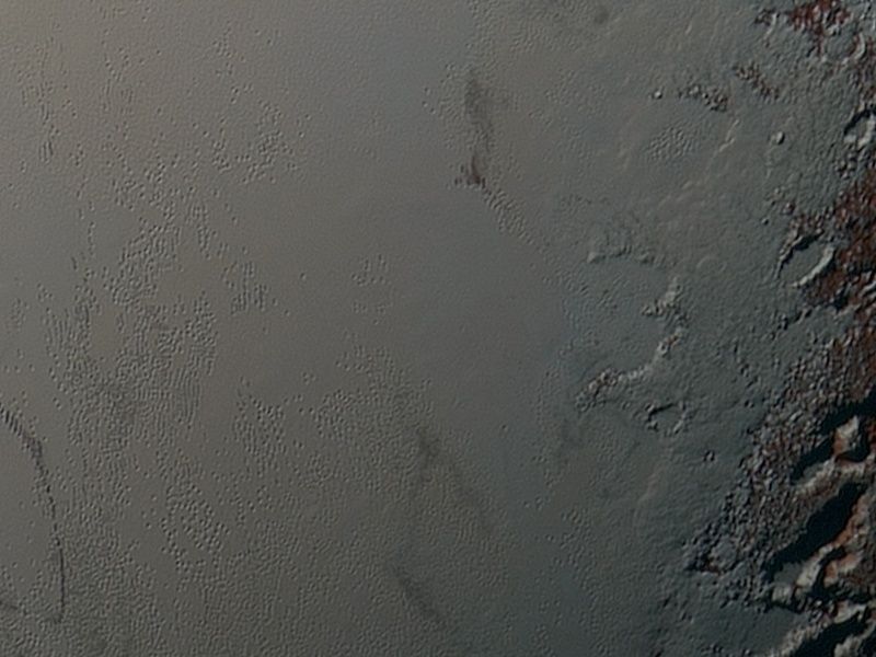 A cropped image of Pluto taken by NASA's New Horizons spacecraft.