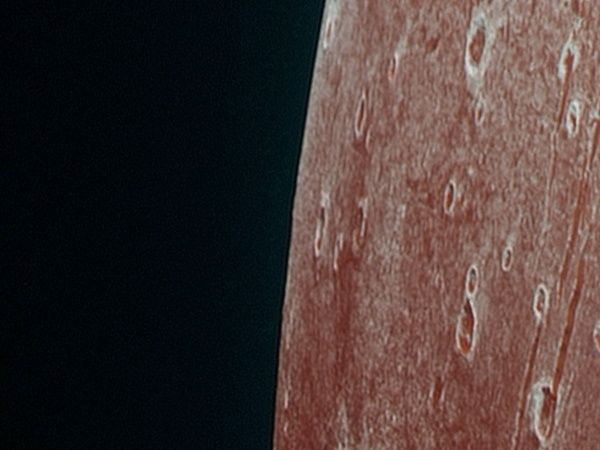 A cropped image of Pluto taken by NASA's New Horizons spacecraft.