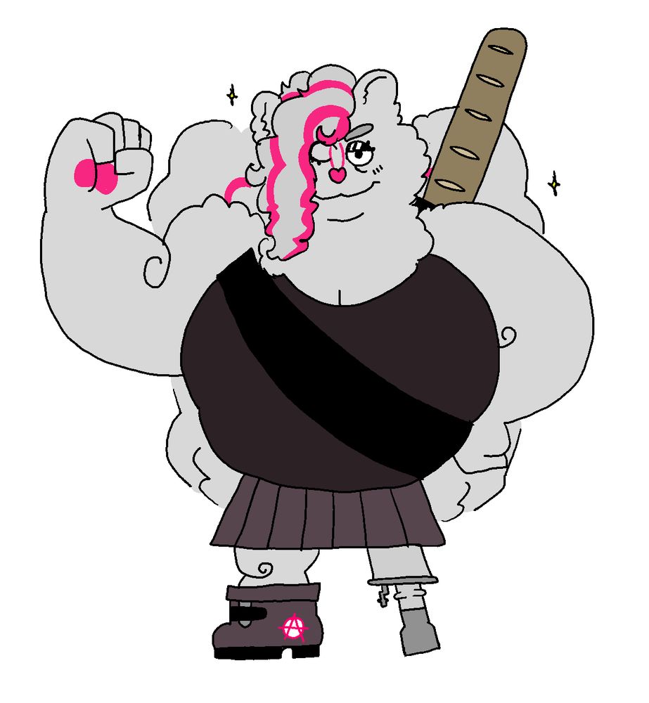 A drawing of zoeskunk as the Scottsman from Samurai Jack