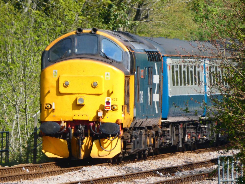 A class 37 loco at the rear of the train.