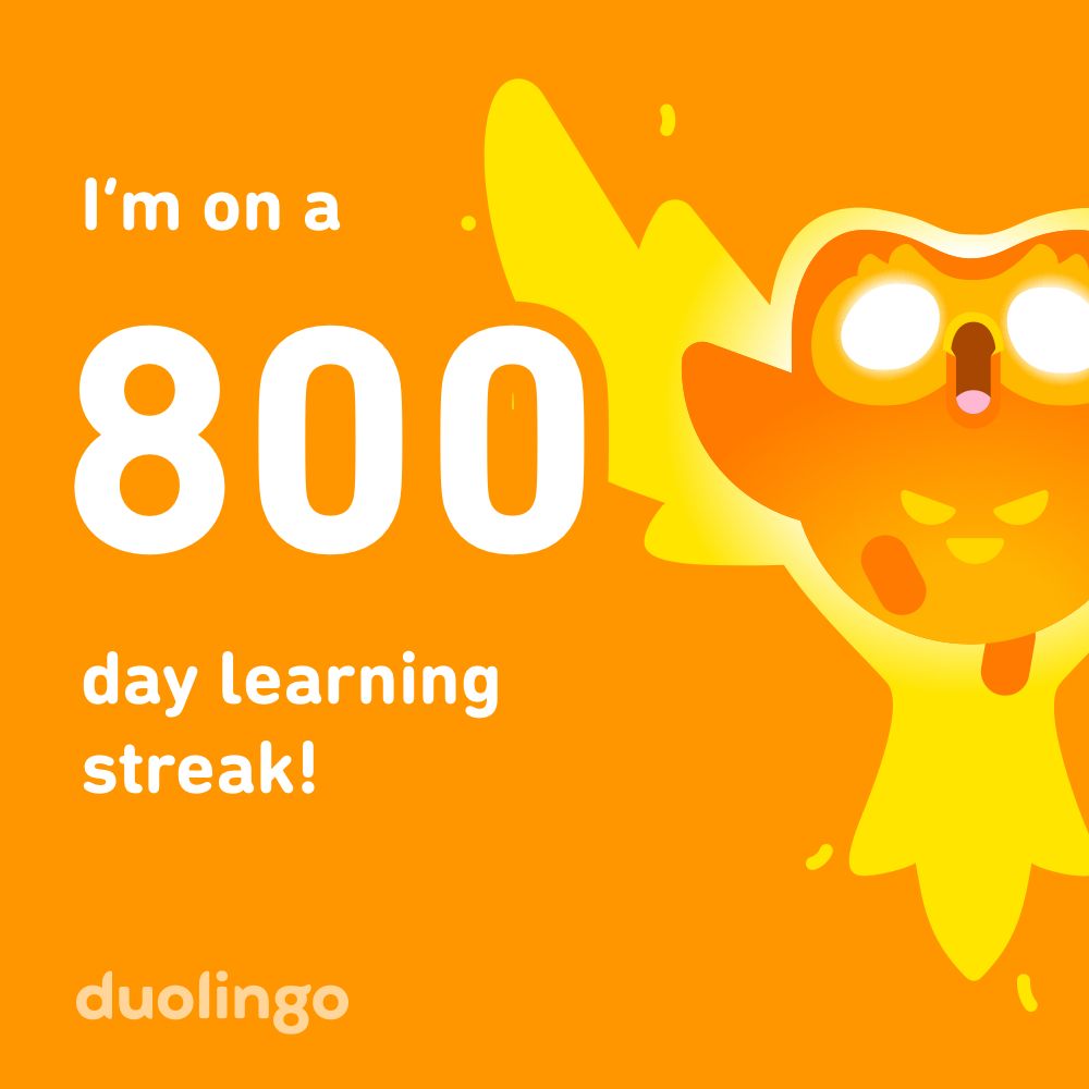 800 day Duolingo streak 