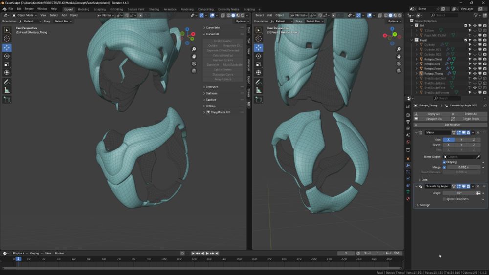 A blender screenshot featuring an in-progress cat-bot model