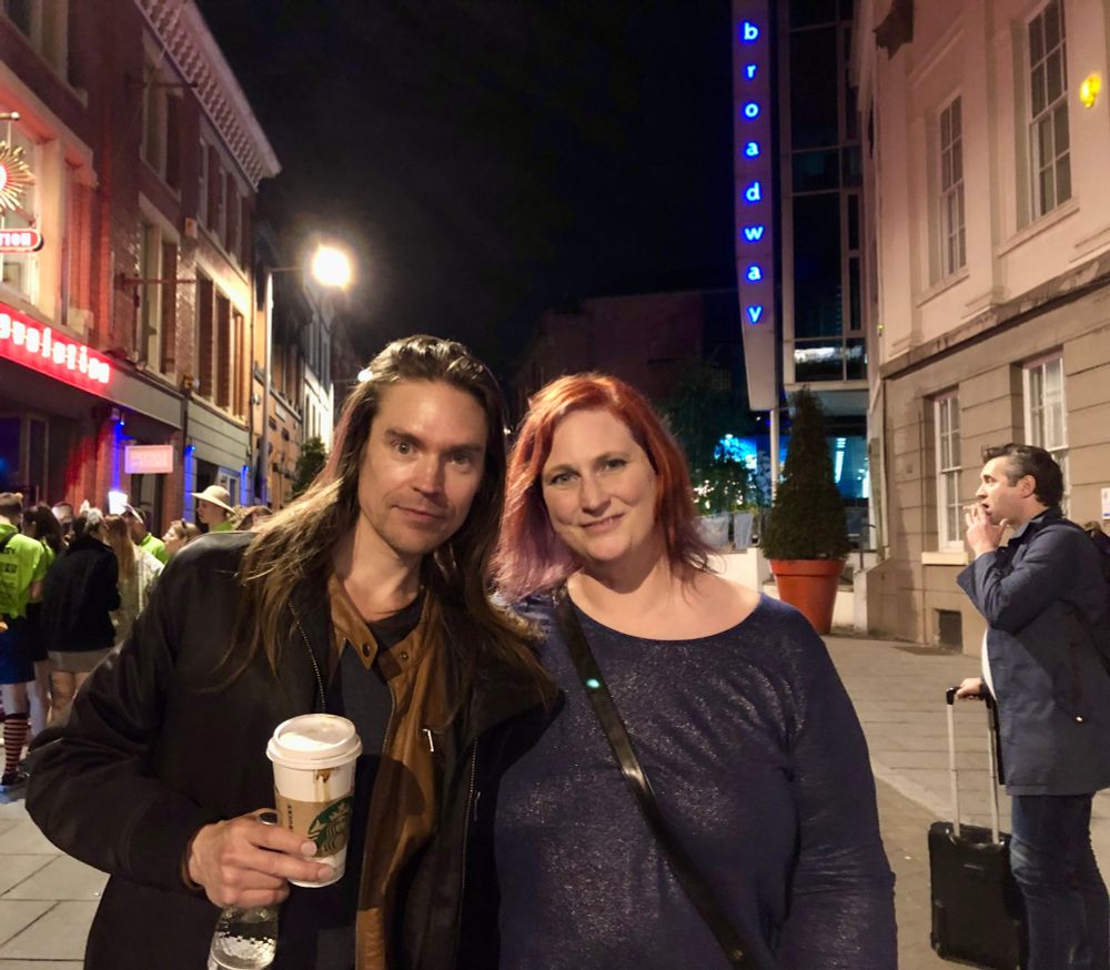 The author posing outside the venue with Neil Codling. 