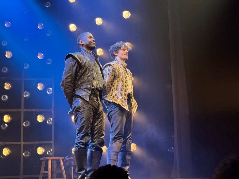 Ncuti Gatwa and Edward Bluemel at the curtain call for Born With Teeth. 