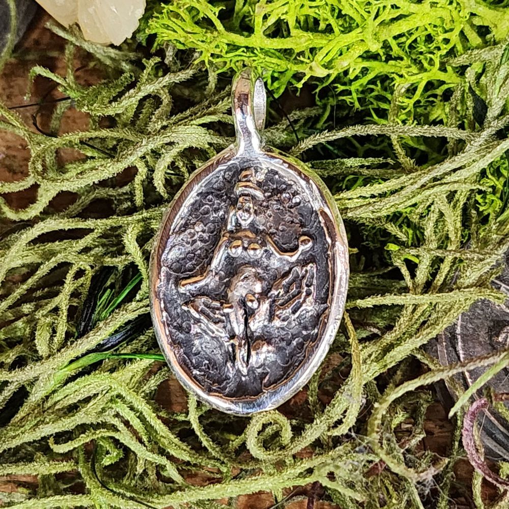 saint-stylle pendant of divine hermaphroditus in sterling silver