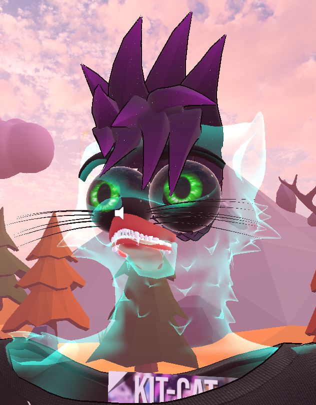 zoom in on the face showing the eye balls and the mouth being solid in the middle of a transparent head  
#vrchat #avatar