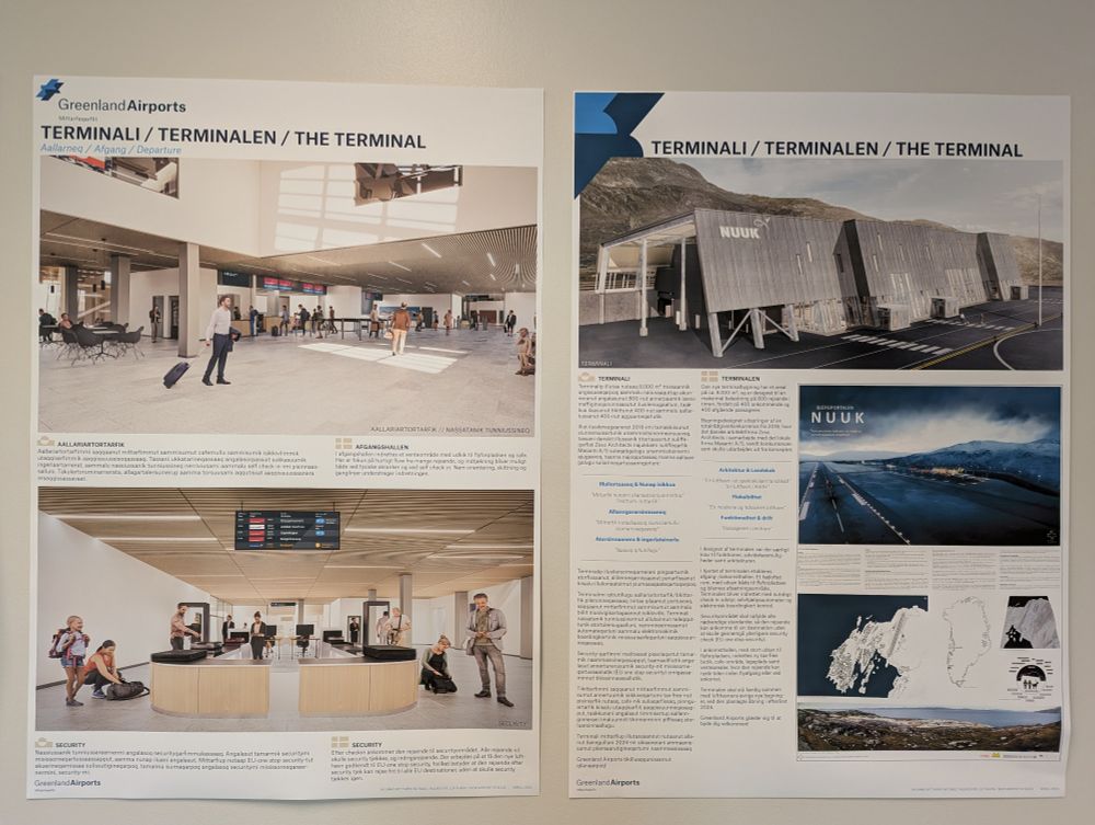 Posters about the GOH/BGGH new terminal construction, in the top floor waiting area