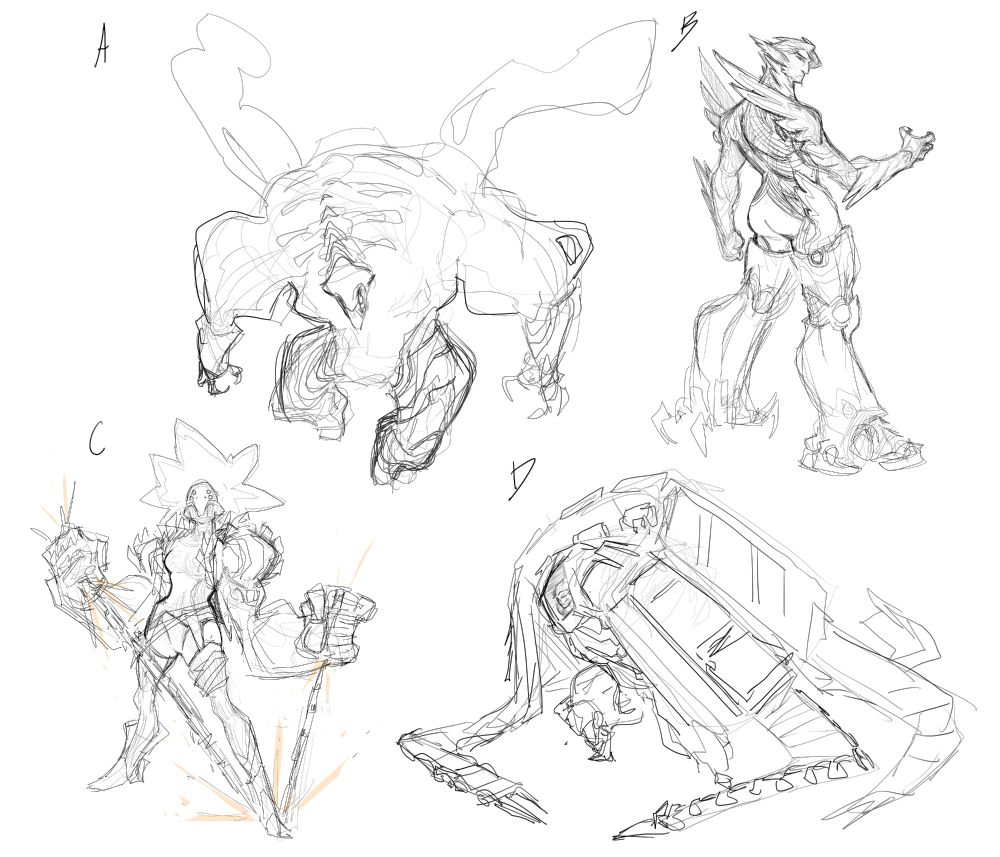 some sketches of random scifi characters for my personal ip bounty