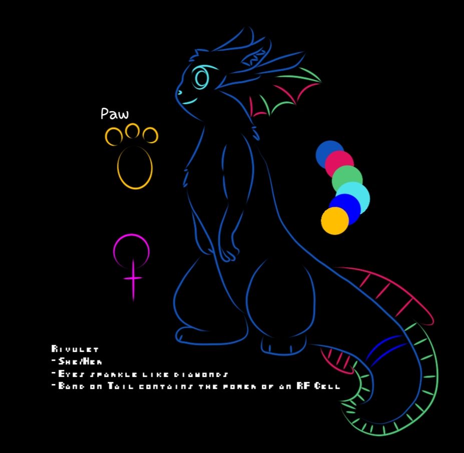 Rivulet
- She/Her
- Eyes sparkle like diamonds
- Band on Tail contains the power of an RF Cell