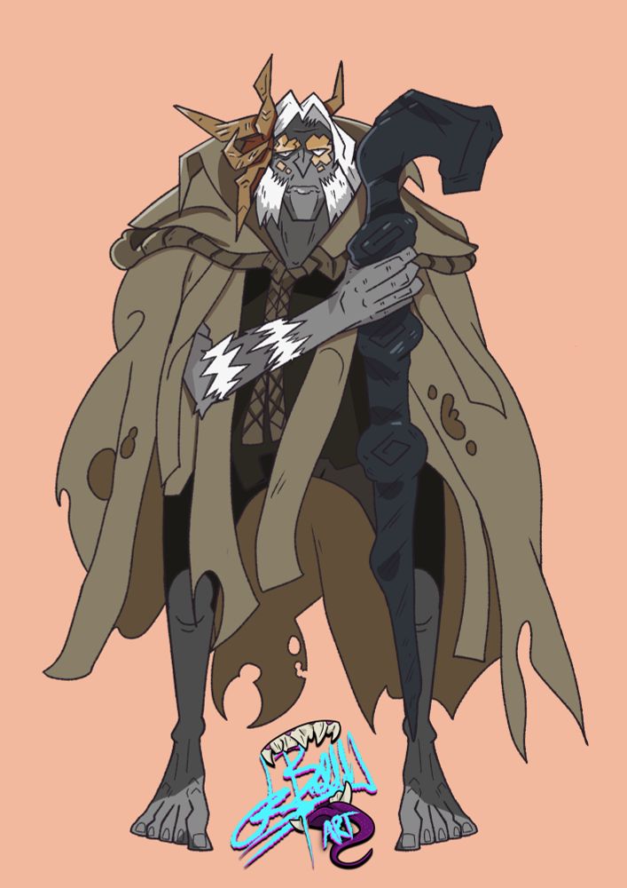 Art mashup fanart of “Margit the fell omen” from “Elden ring” in the art style of “One Piece”