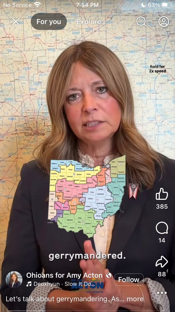 Picture of Amy Acton with an Ohio map below showing districts.