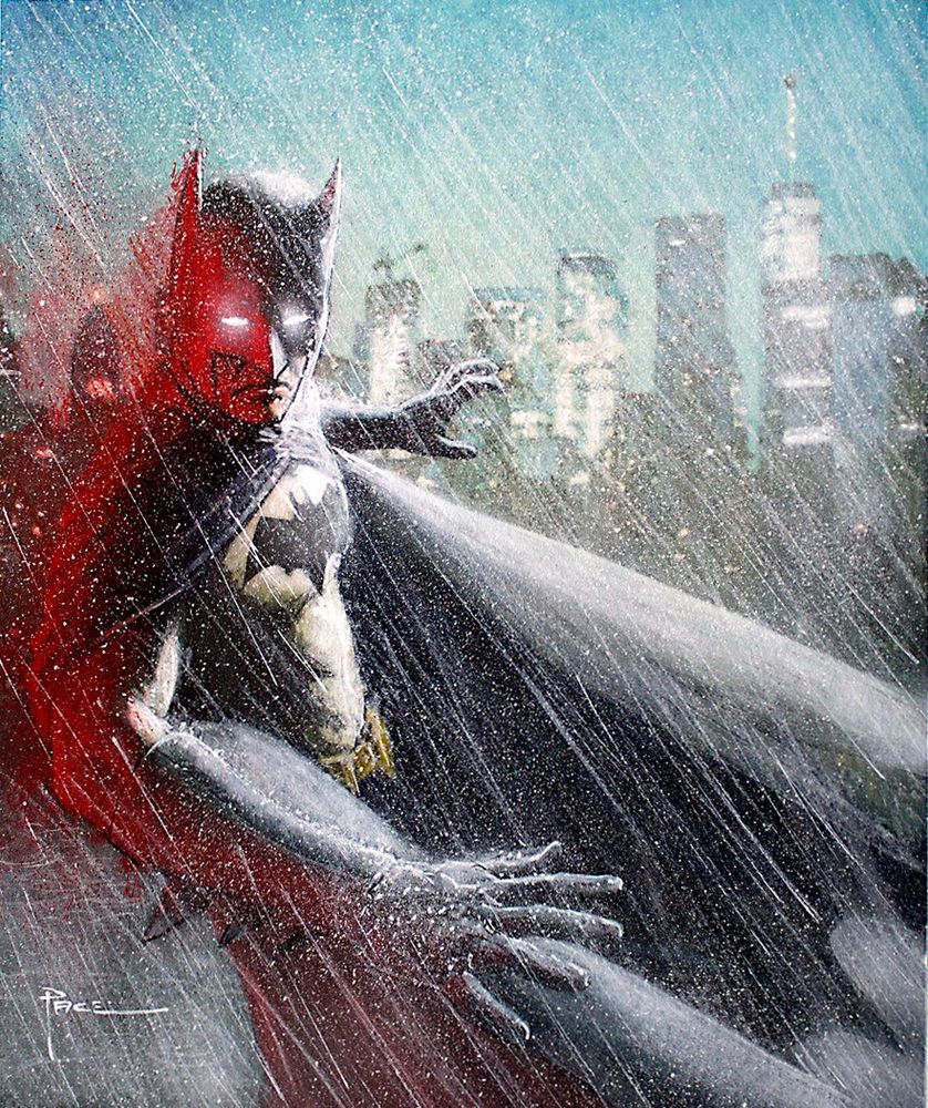 Batman, in the rain