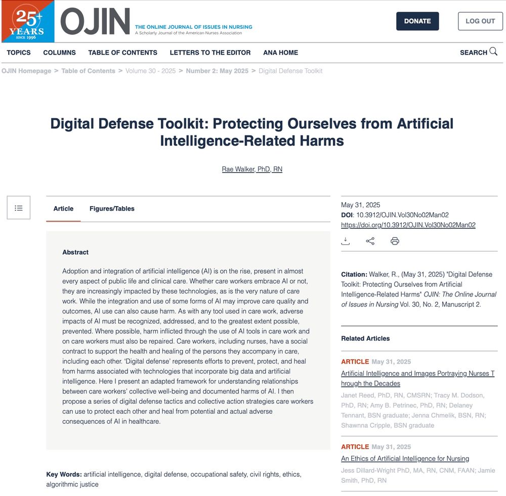 Screenshot of the article on the OJIN website, titled, "Digital Defense Toolkit: Protecting Ourselves from Artificial Intelligence-related Harms". 