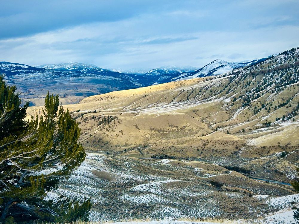 Mountains and snow in Yellowstone National Park