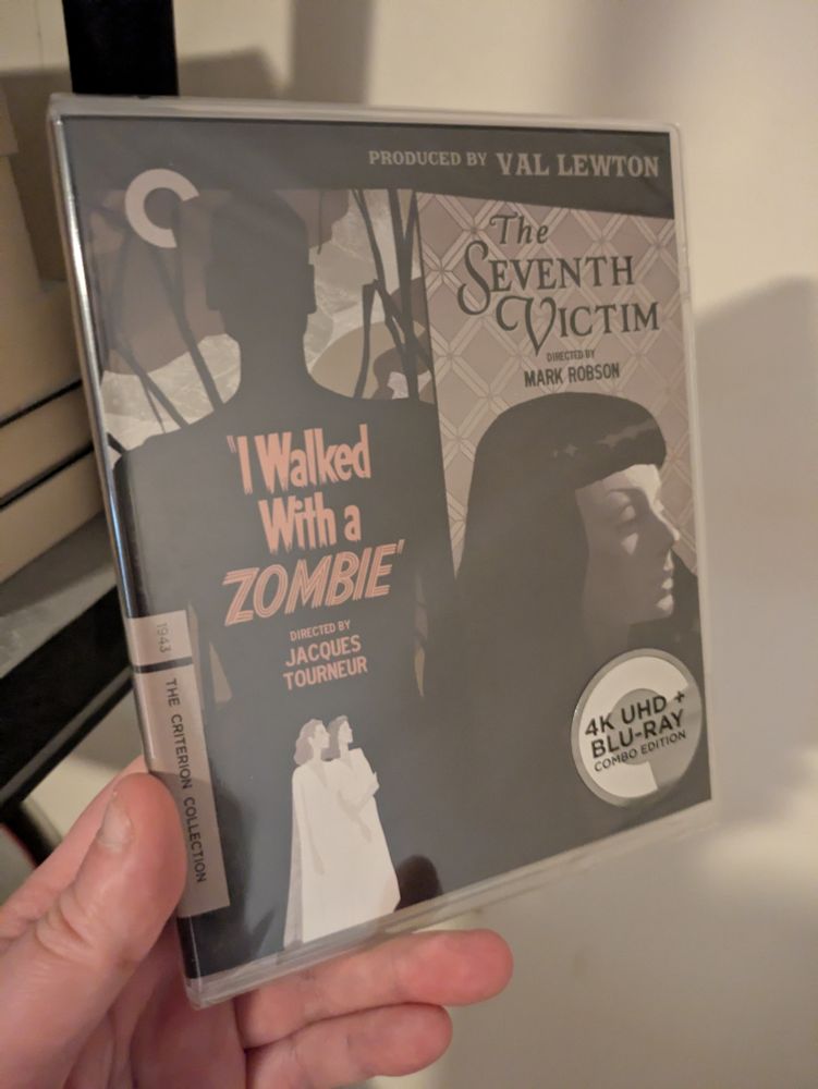 Criterion double-feature 4K UHD release of I Walked with a Zombie (1943, Jaques Tourneur) and The Seventh Victim (1943, Mark Robson)