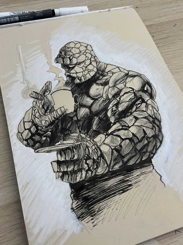 Inked version of Ben Grimm's sketch