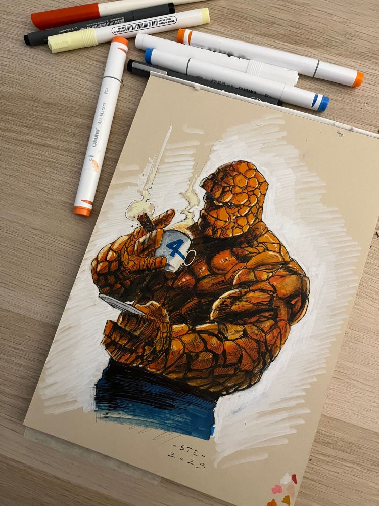 Sketch of Ben Grimm, aka The Thing, from Marvel Comics' Fantastic Four.
