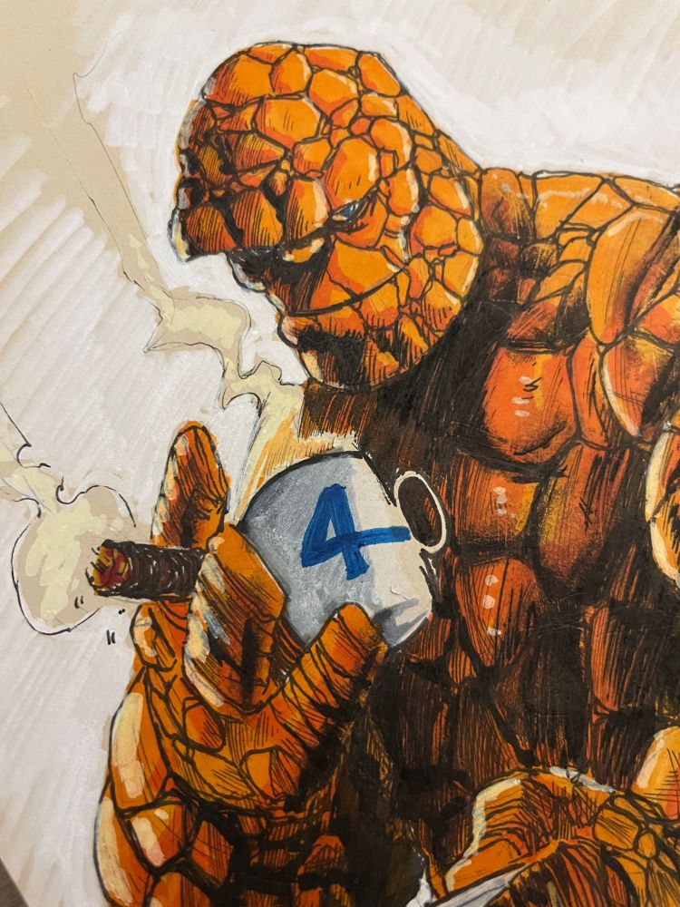 Close up of Ben Grimm's sketch