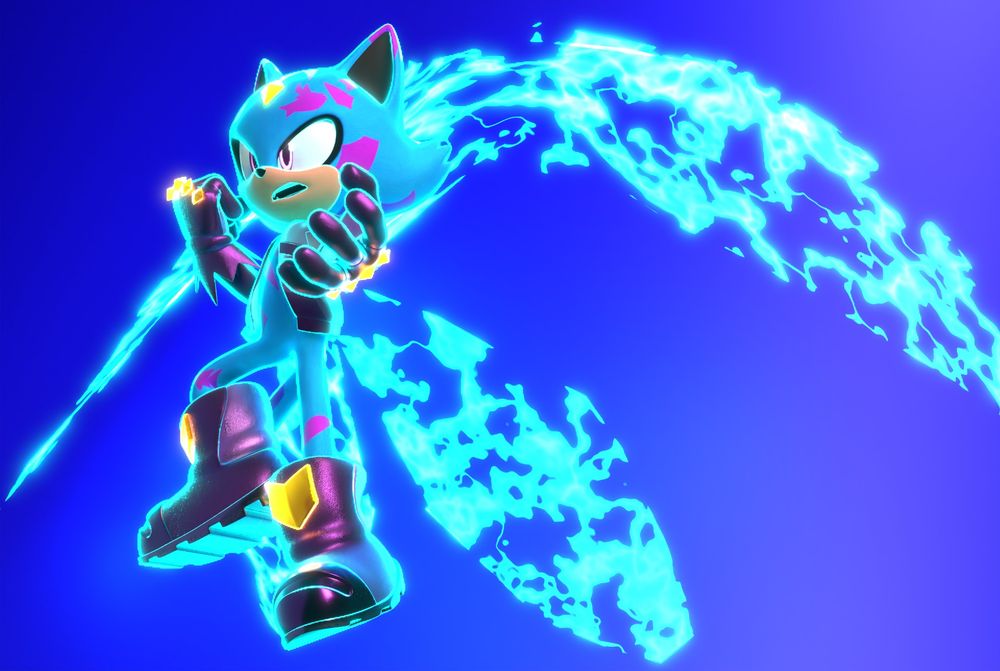 Sonic OC Spark the Cheetah in his Spiraling form with is right hand closed and up by his face with his left open to his side