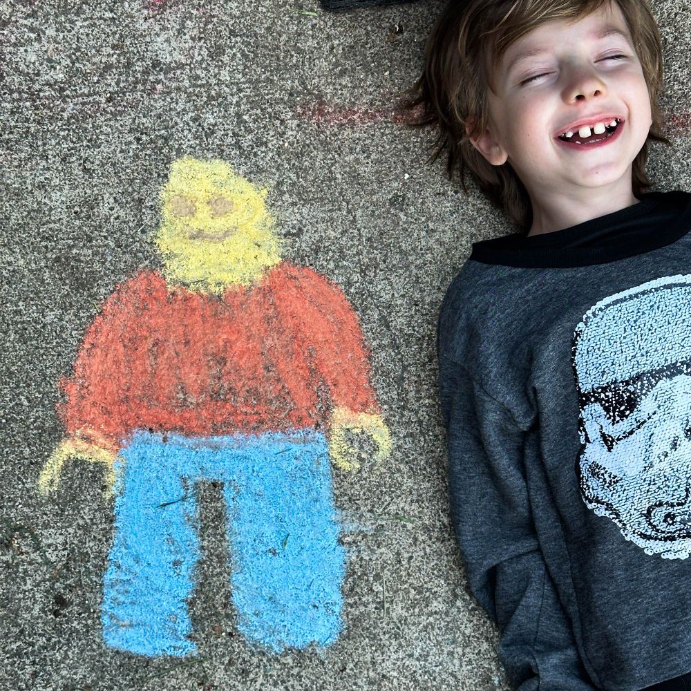 LEGO minifig chalk art by the greatest artist in the world