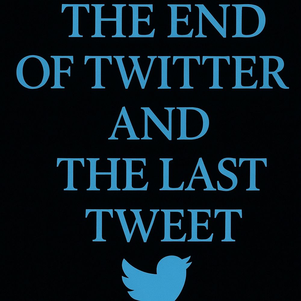 A book cover parody saying "The End of Twitter And The Last Tweet"