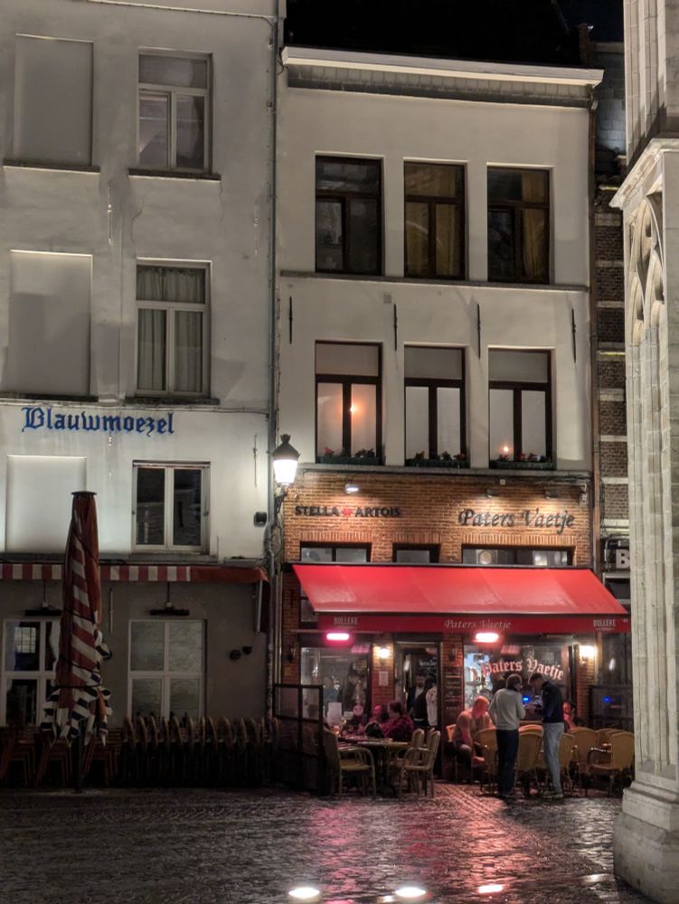 Exterior view of Paters Vaetje. Three stories high with a Flemish brick first floor 