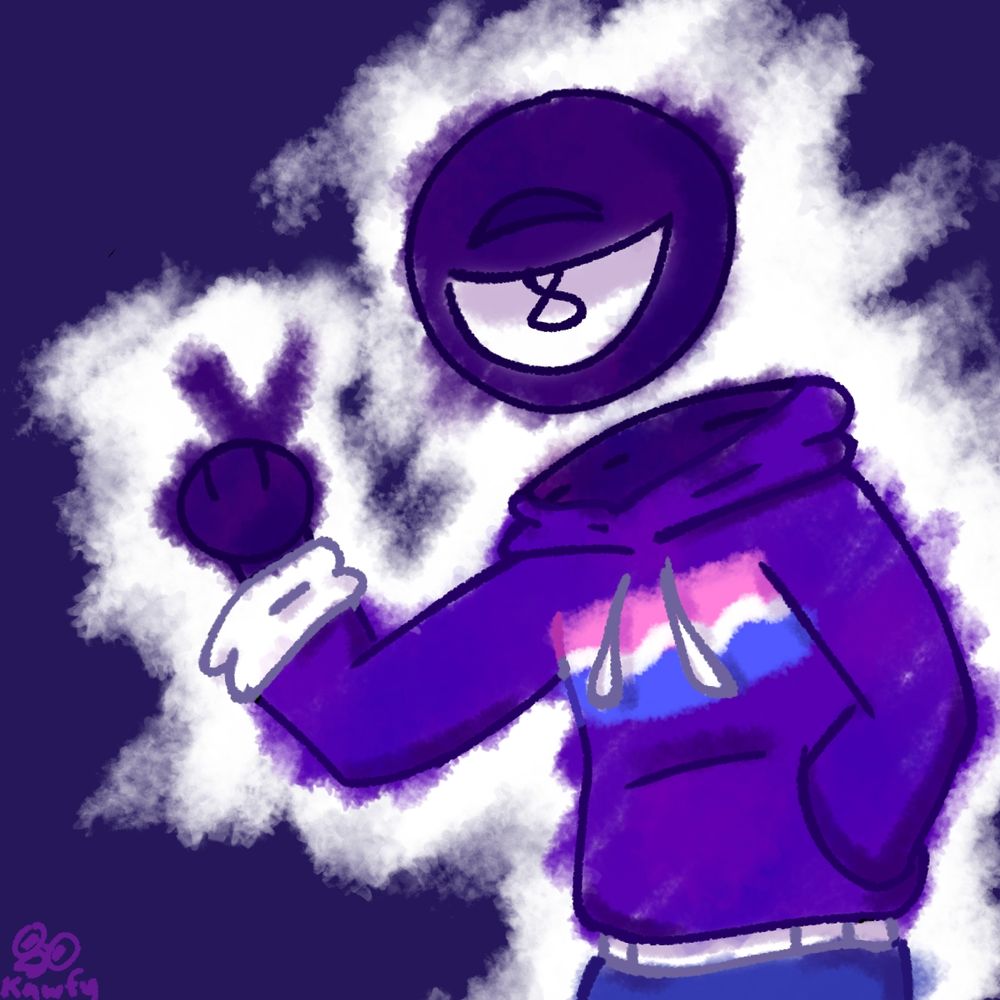 a watercolour style drawing of atlas, an oc of @puppykatcollective.bsky social