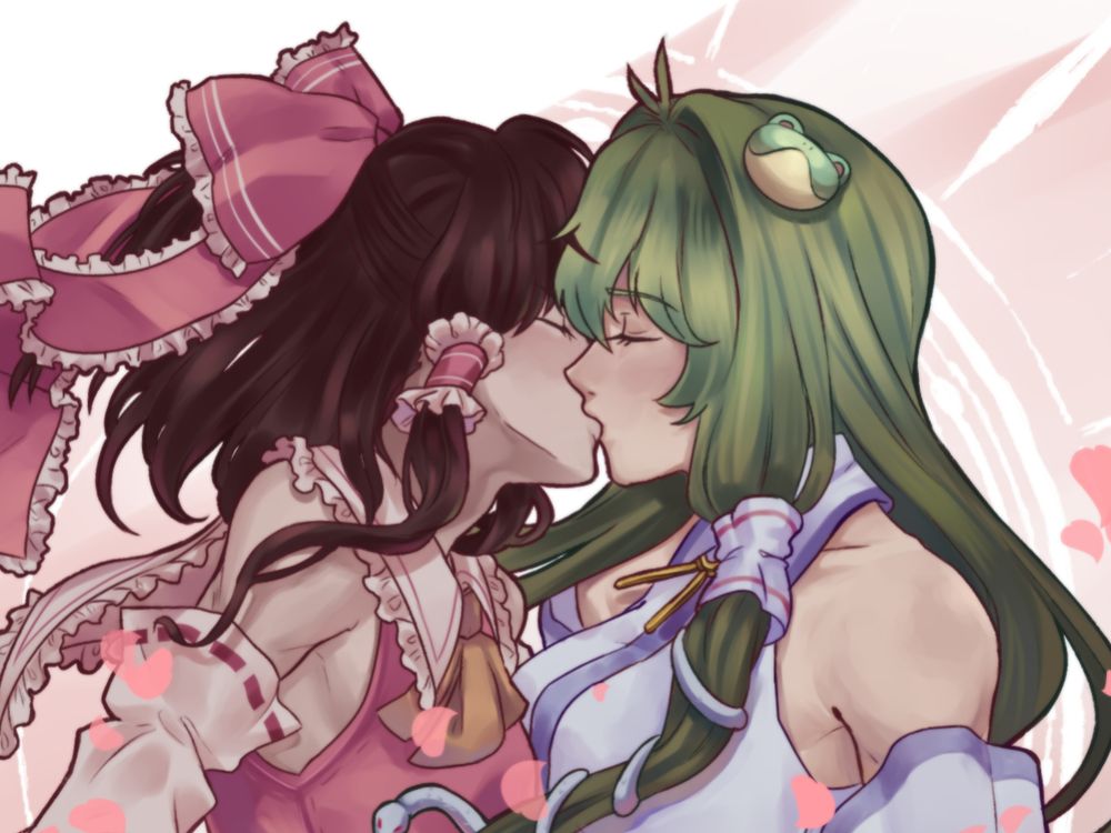 REIMU AND SANAE KISSING commissioned from my friend lina