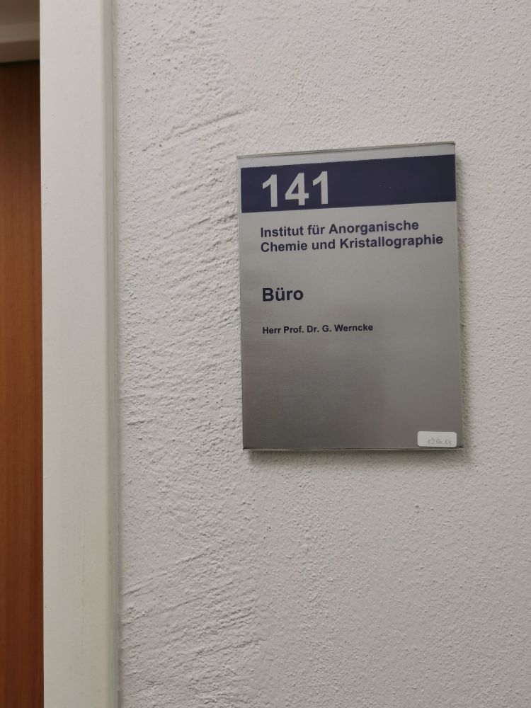 Door sign for Prof. Werncke 
