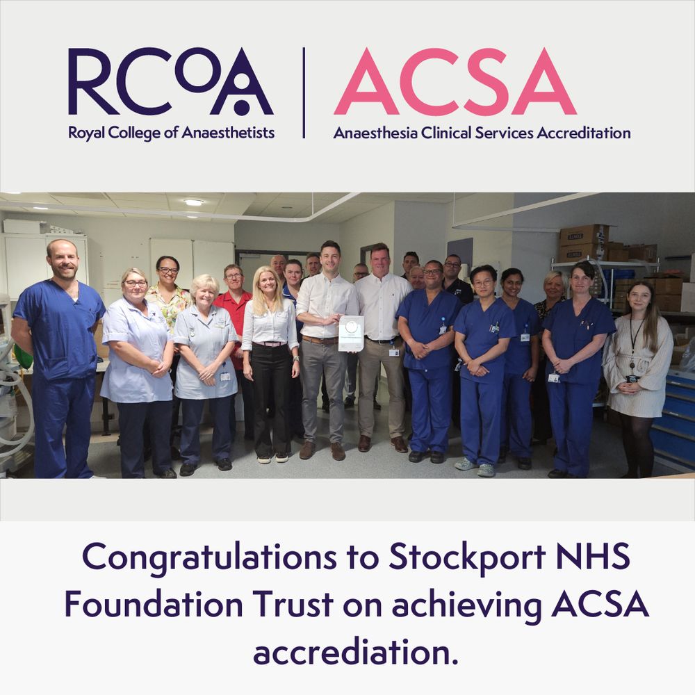 ACSA announcement to Stockport NHS Foundation Trust on achieving ACSA accreditation.  