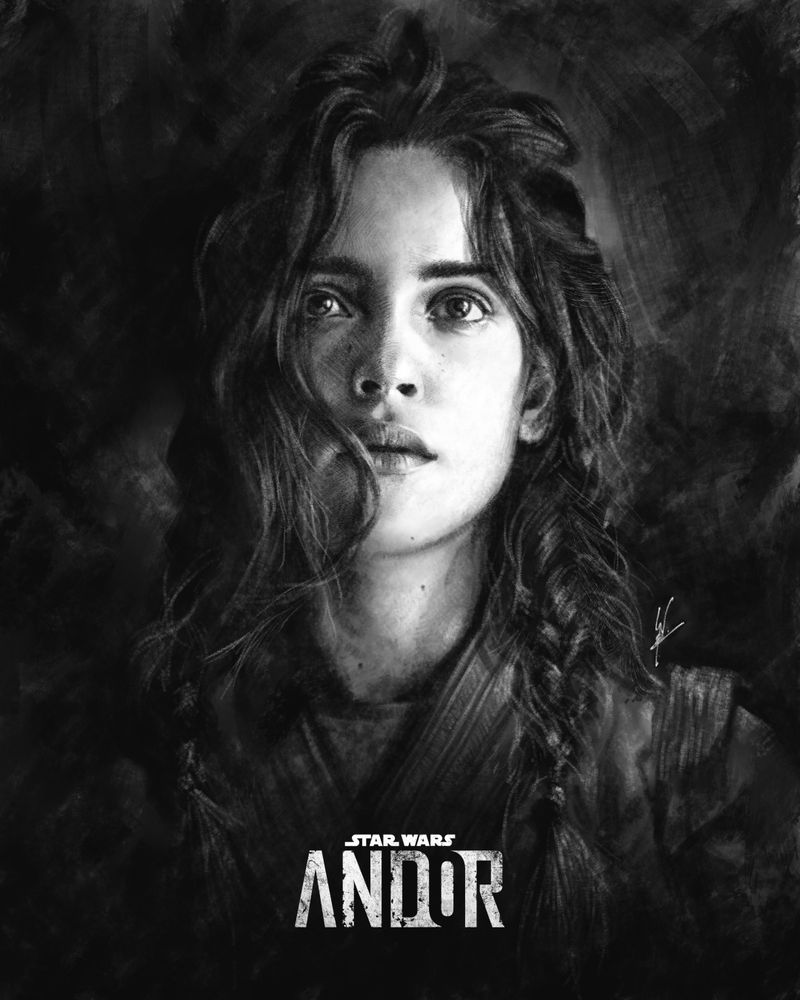 Portrait sketch of Bix Caleen from the tv series ANDOR.