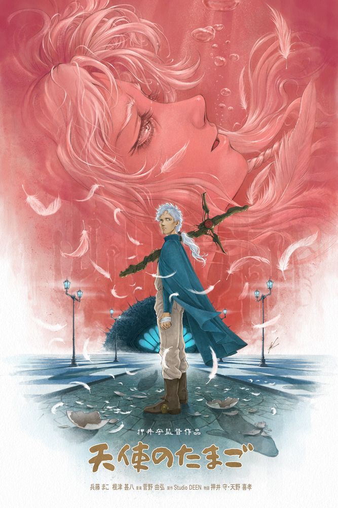 Illustrated poster of ANGEL'S EGG directed by Mamoru Oshii.