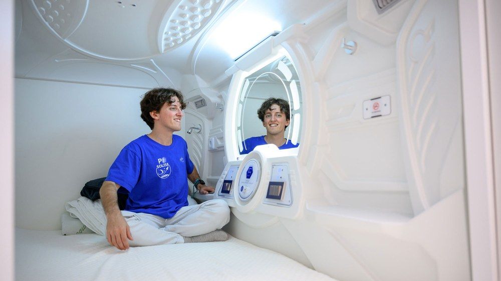 Study participant in their sleep pod